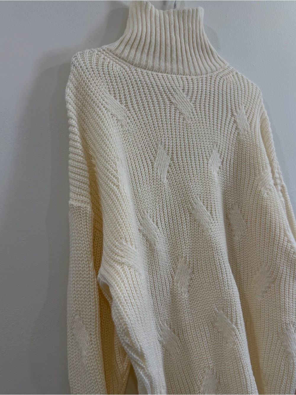 SHEIN Cream Cable Knit Turtleneck Sweater Dress